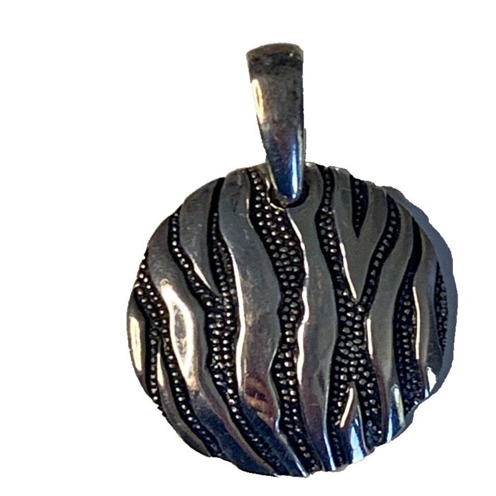 Vintage Sterling Silver 925 Spiral Swirl Round Circle Pendant Thailand Estate